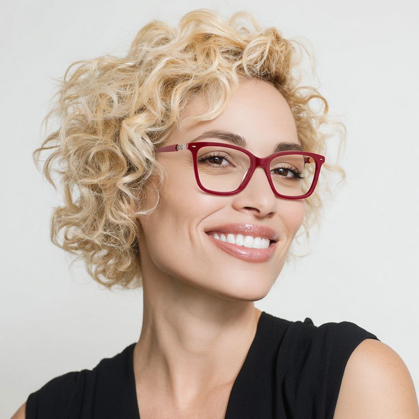 Theo Rectangulaire Rouge Lunettes