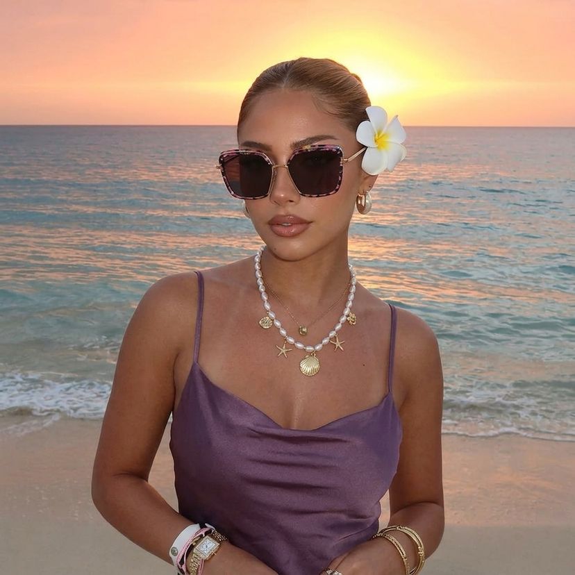 Cordaro Violet-Floral Carré lunettes de soleil