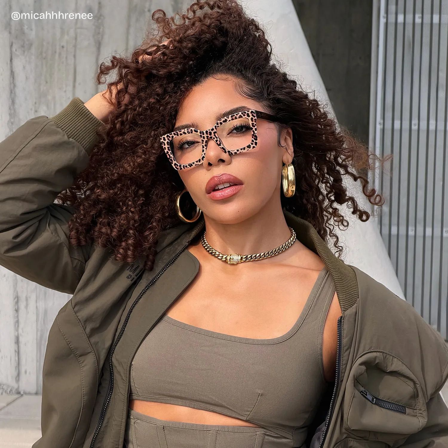 Lunettes à monture carrée en acétate imprimé léopard Megan pour femmes | ZEELOOL7