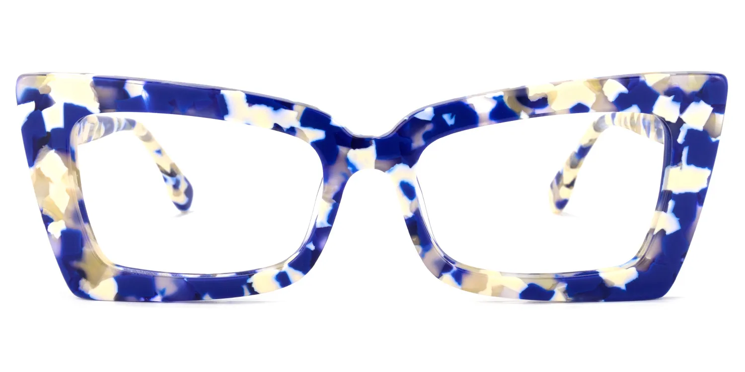 Newell Rectangulaires Acétate Blue-Floral Lunettes1