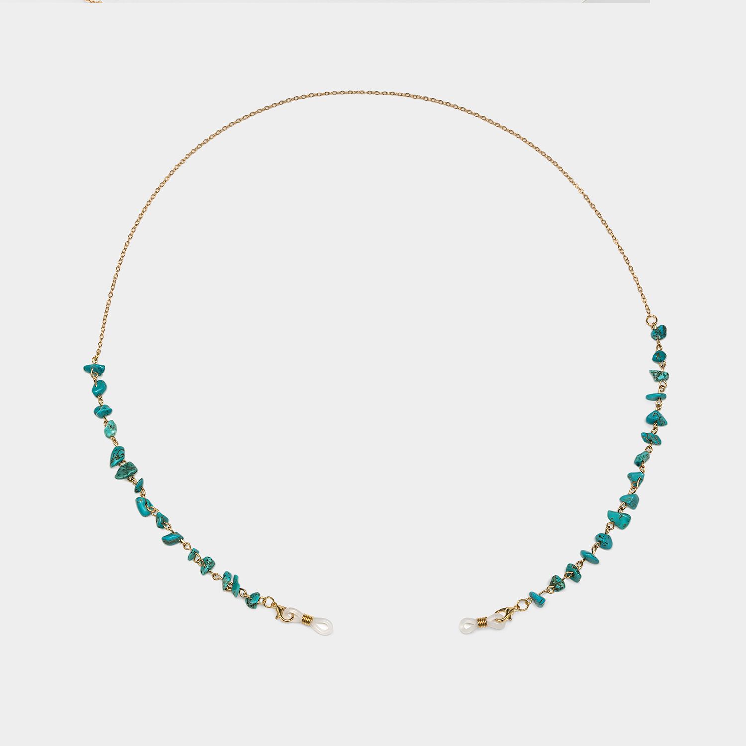 Chaînes de lunettes élégantes en pierre bleu paon1