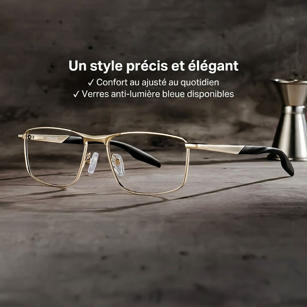 Lunettes à monture rectangulaire dorée Scout pour Hommes | ZEELOOL0