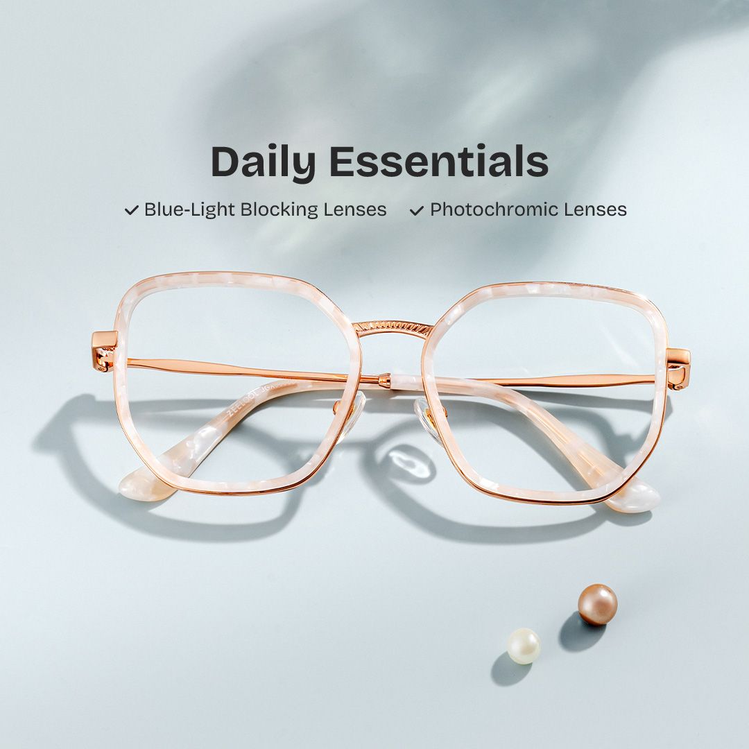 Levi Blanc Perlé Géométrique Lunettes0