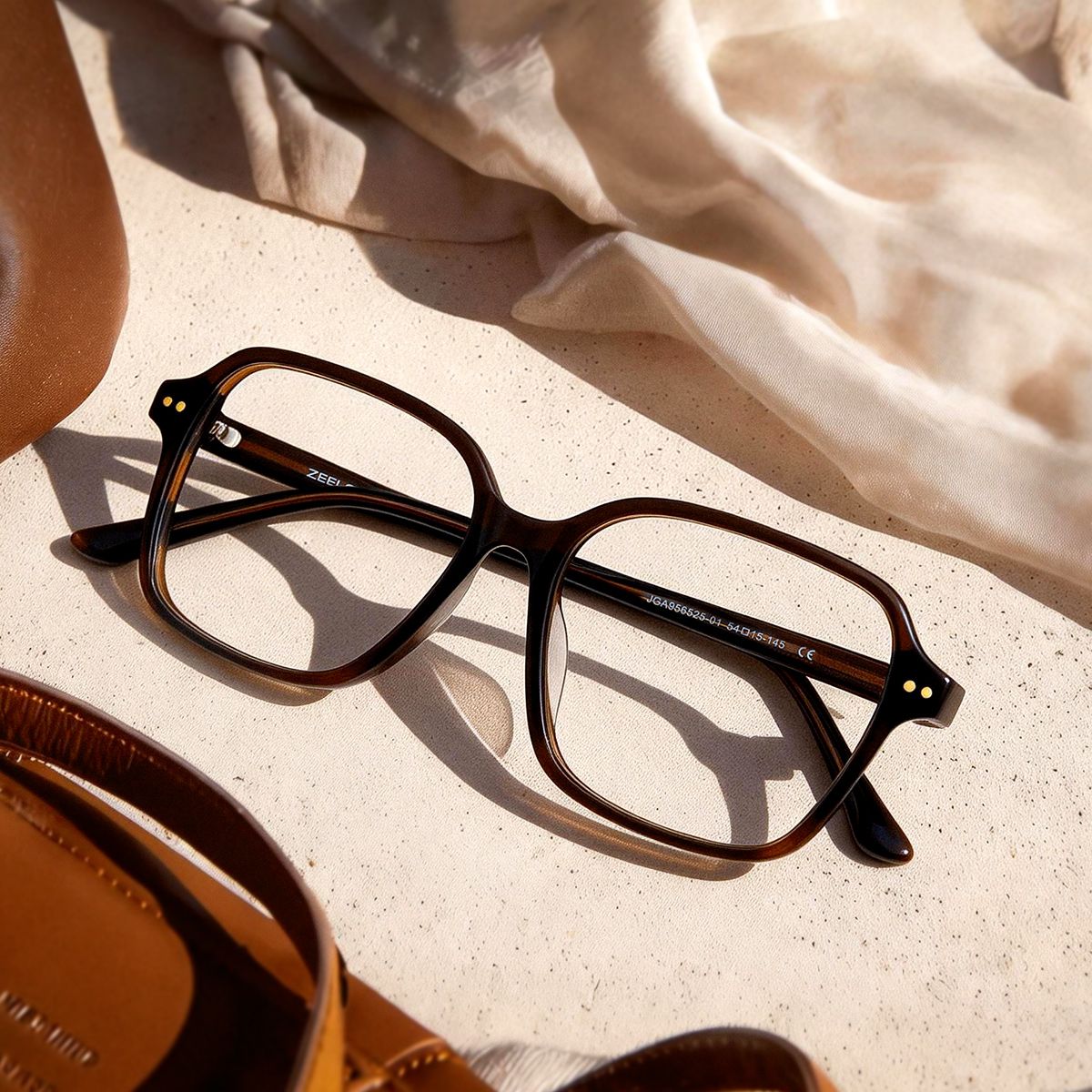 Clementine Lunettes carrées en acétate marron0