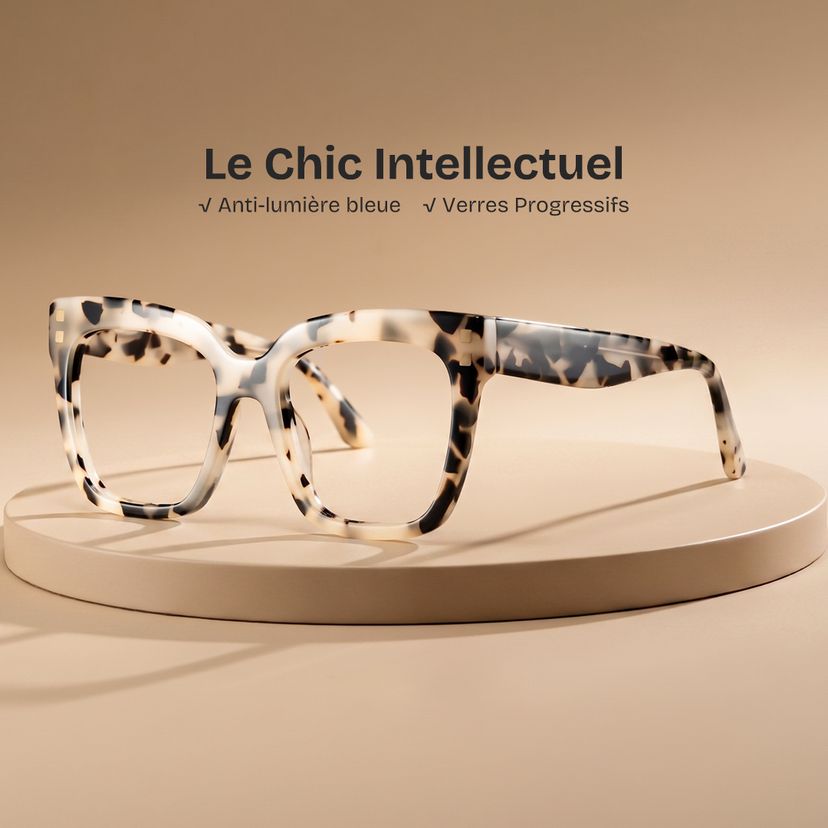 Carré Marron-Tortue Acétate Lunettes