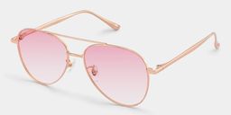 Lunettes de soleil aviateur en métal doré rose2