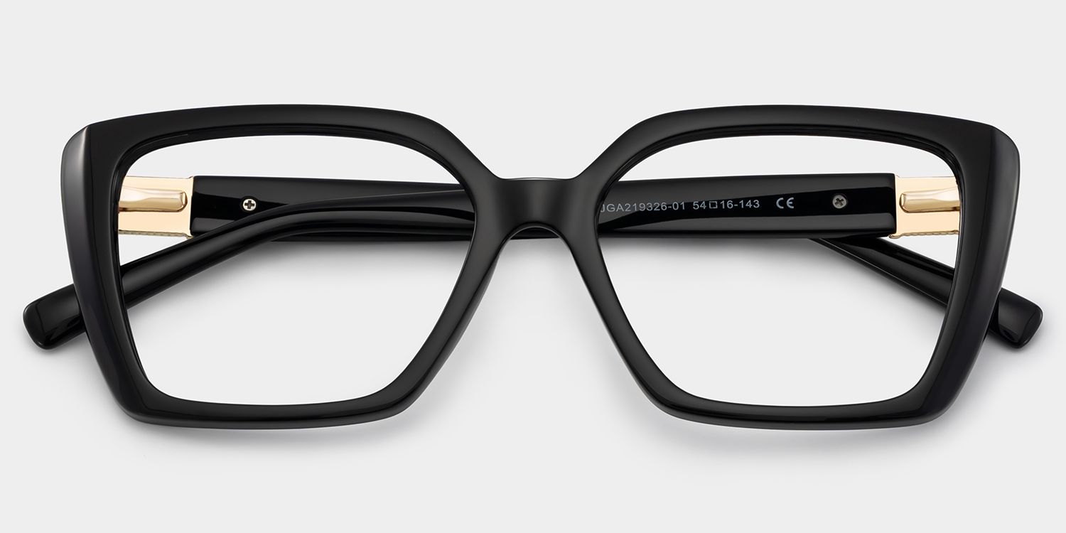 Emery Géométriques Acétate Noir Lunettes1