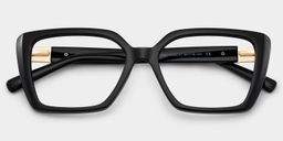 Géométriques Acétate Noir Lunettes1