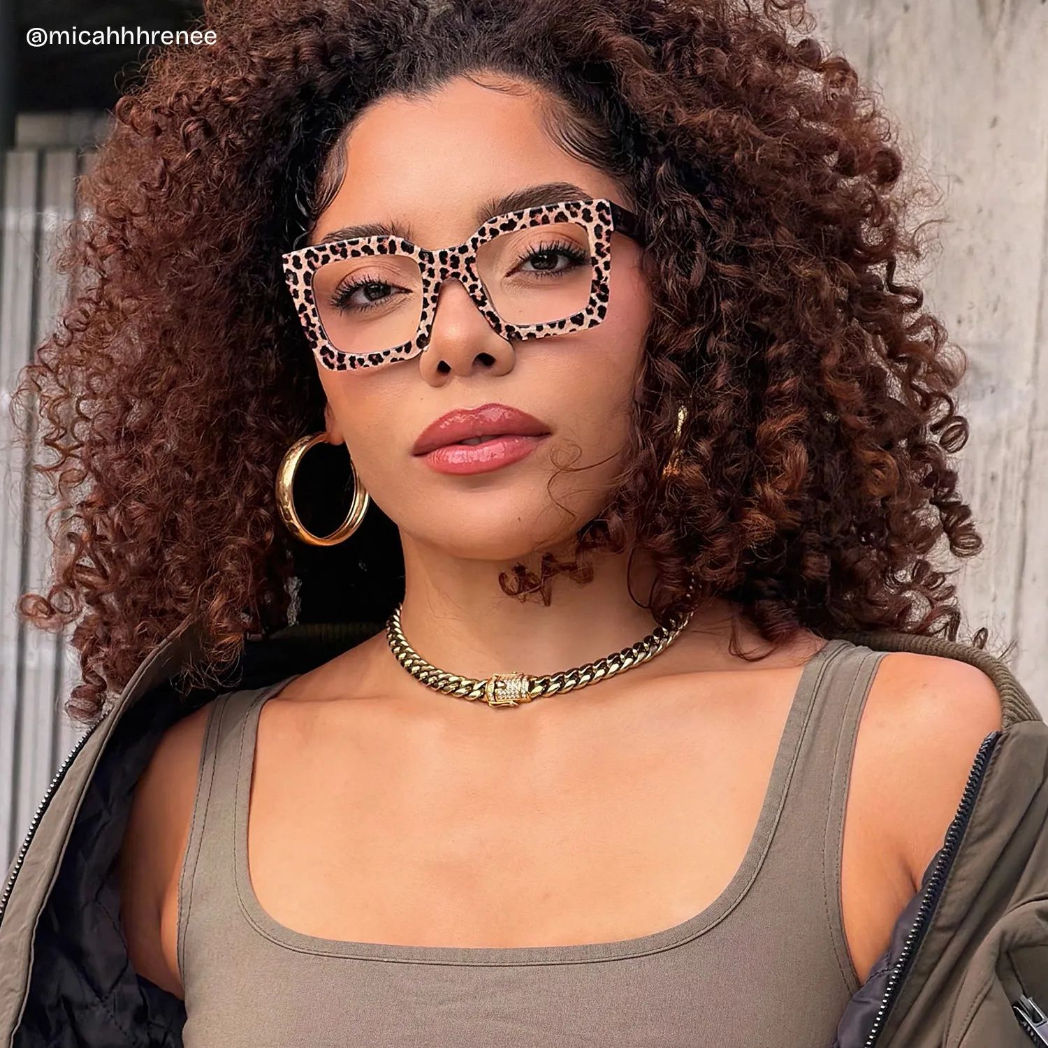 Lunettes à monture carrée en acétate imprimé léopard Megan pour femmes | ZEELOOL8