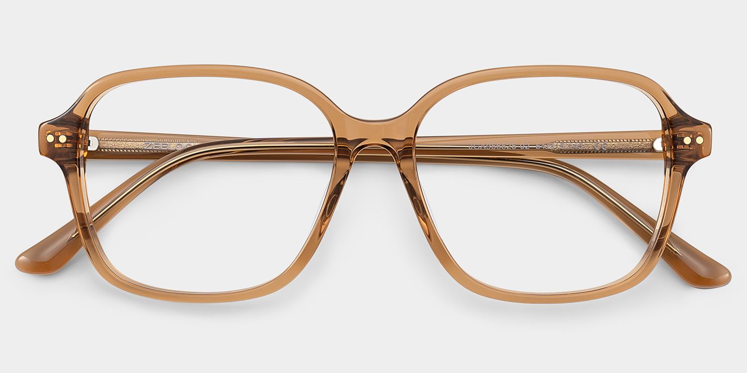 Clementine Lunettes carrées en acétate marron transparent2