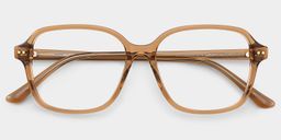 Lunettes carrées en acétate marron transparent2
