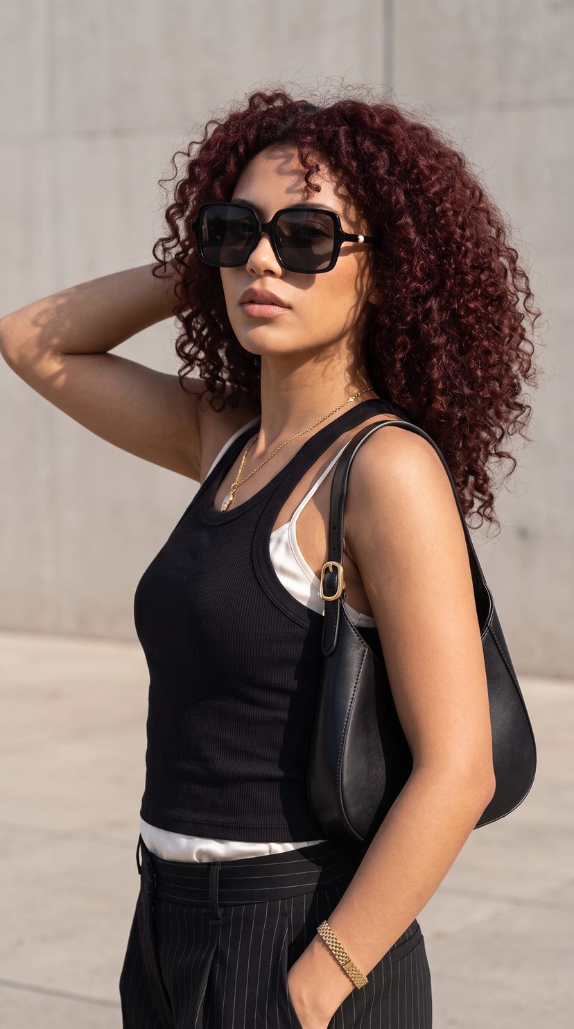 Elena noire Carré lunettes de soleil