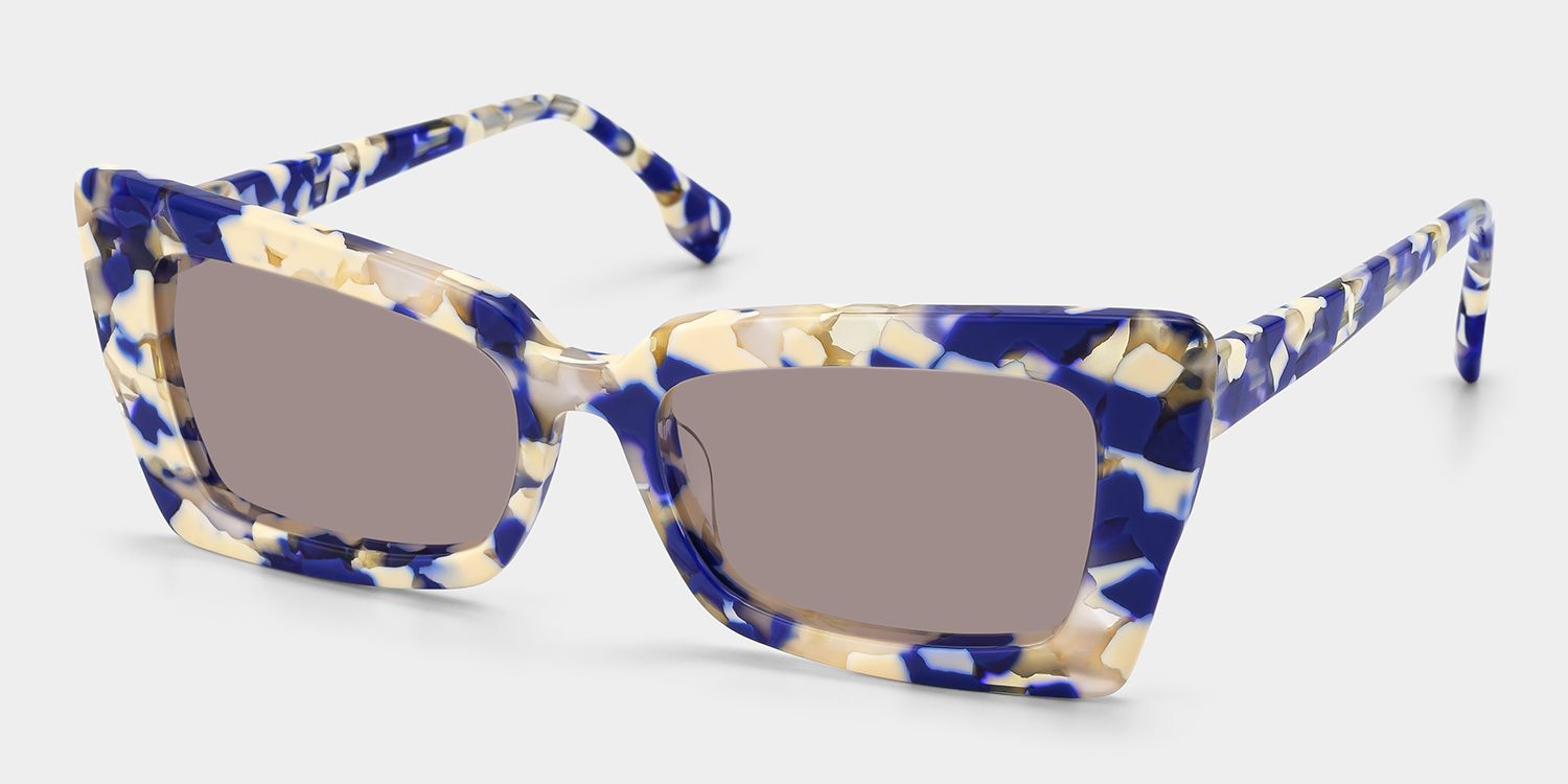 Lunettes de soleil de style Rectangle Blue-Floral Newell | ZEELOOL Découvrir ZEELOOL2