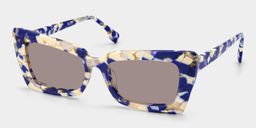 Rectangulaires Acétate Blue-Floral Lunettes2