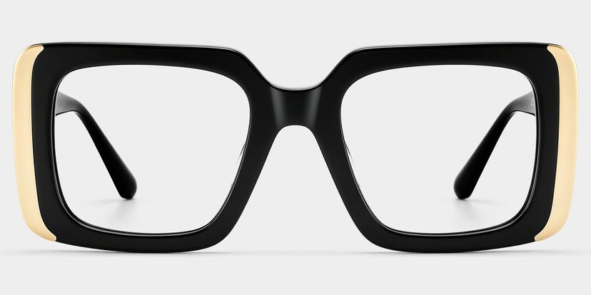 Jesse Noir Rectangulaire lunettes
