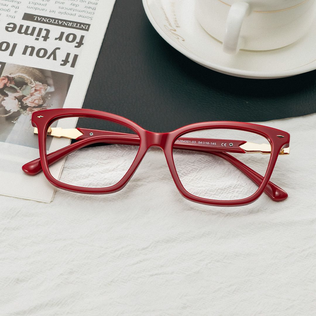 Theo Rectangulaire Rouge Lunettes0