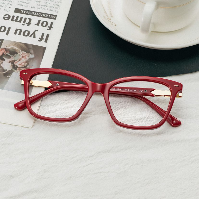Theo Rectangulaire Rouge Lunettes