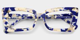 Rectangulaires Acétate Blue-Floral Lunettes2