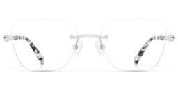 Rectangulaires Métal Argenté Lunettes0