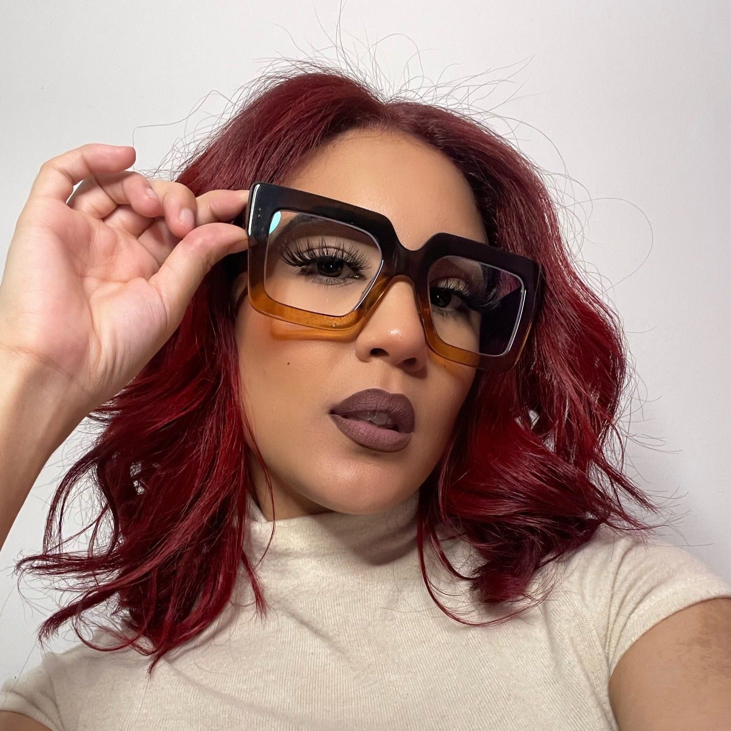 Brandon Marron Carré Lunettes9