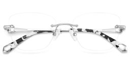 Rectangulaires Métal Argenté Lunettes1