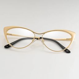 Cat eye Doré Métal Lunettes0