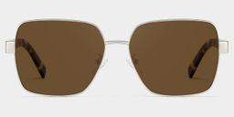 Lunettes de soleil carrées en métal marron0