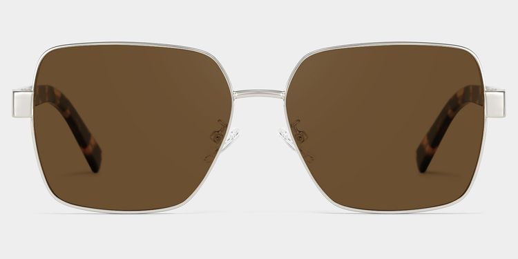 Lunettes de soleil carrées en métal marron