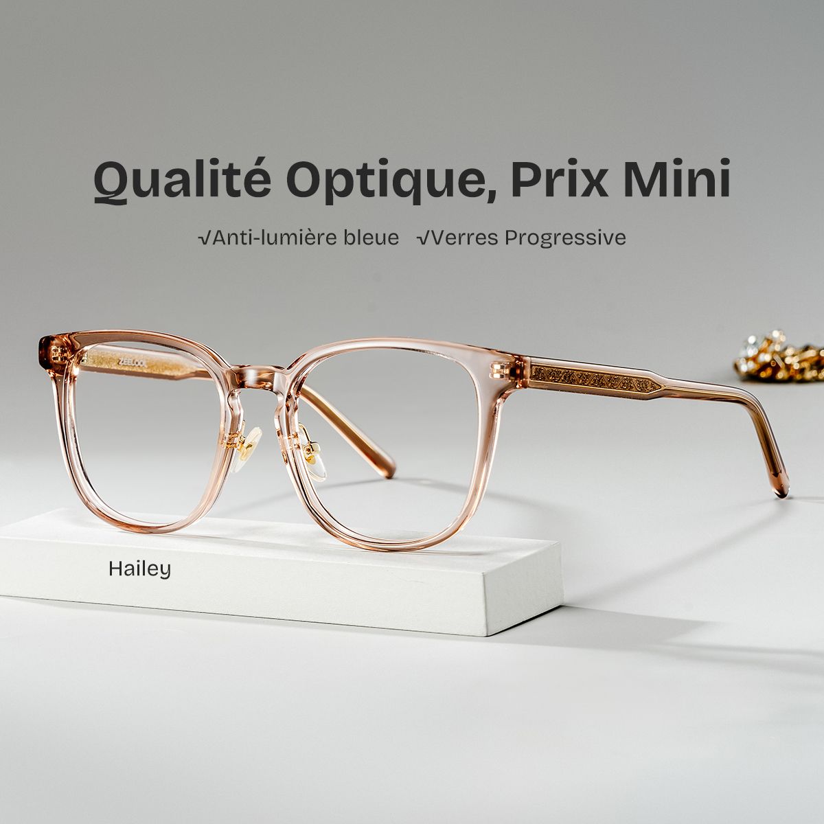 Hailey Carrées Acétate Beige Lunettes0