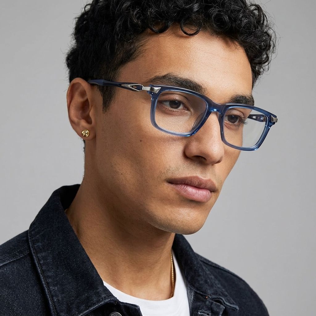 Lunettes de vue rectangulaires bleues Orion pour Hommes | ZEELOOL6