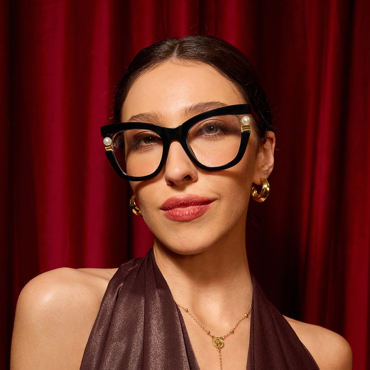 Pearl Noir Cat-eye lunettes6