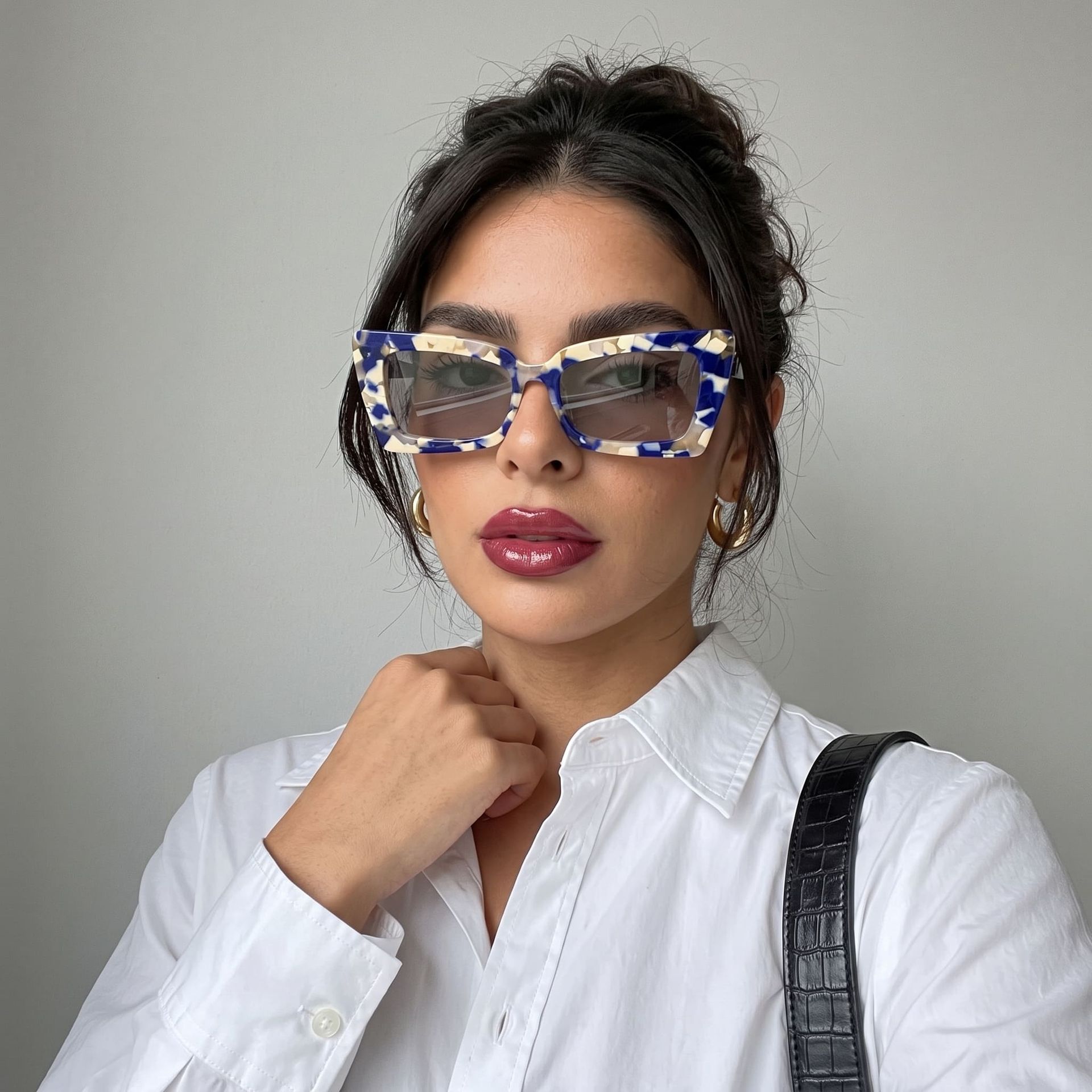 Lunettes de soleil de style Rectangle Blue-Floral Newell | ZEELOOL Découvrir ZEELOOL5