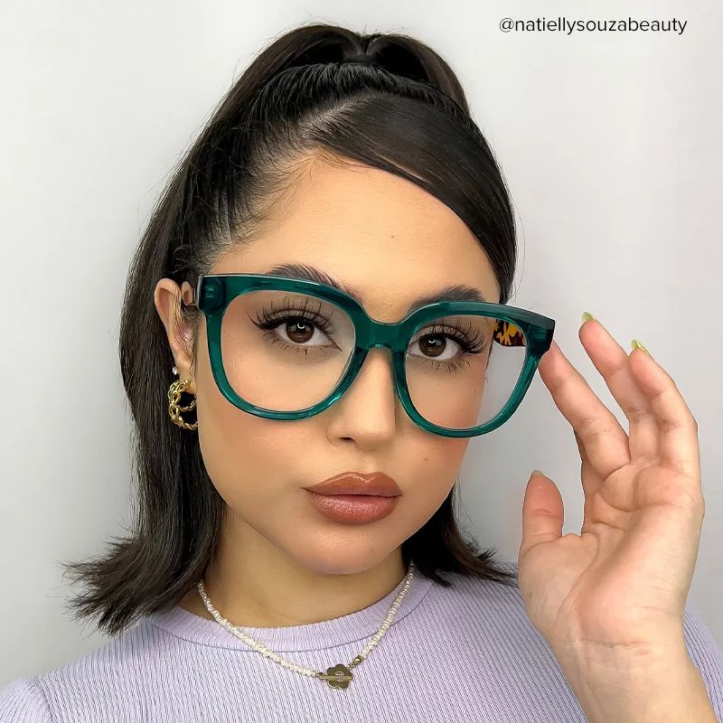 Carré Vert Foncé Plastique Lunettes