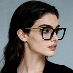 Selena Noir Rectangulaire lunettes0