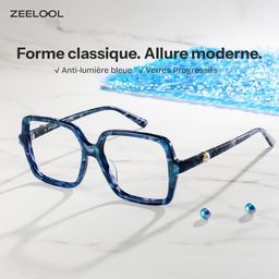 Lunettes carrées tortue bleue0