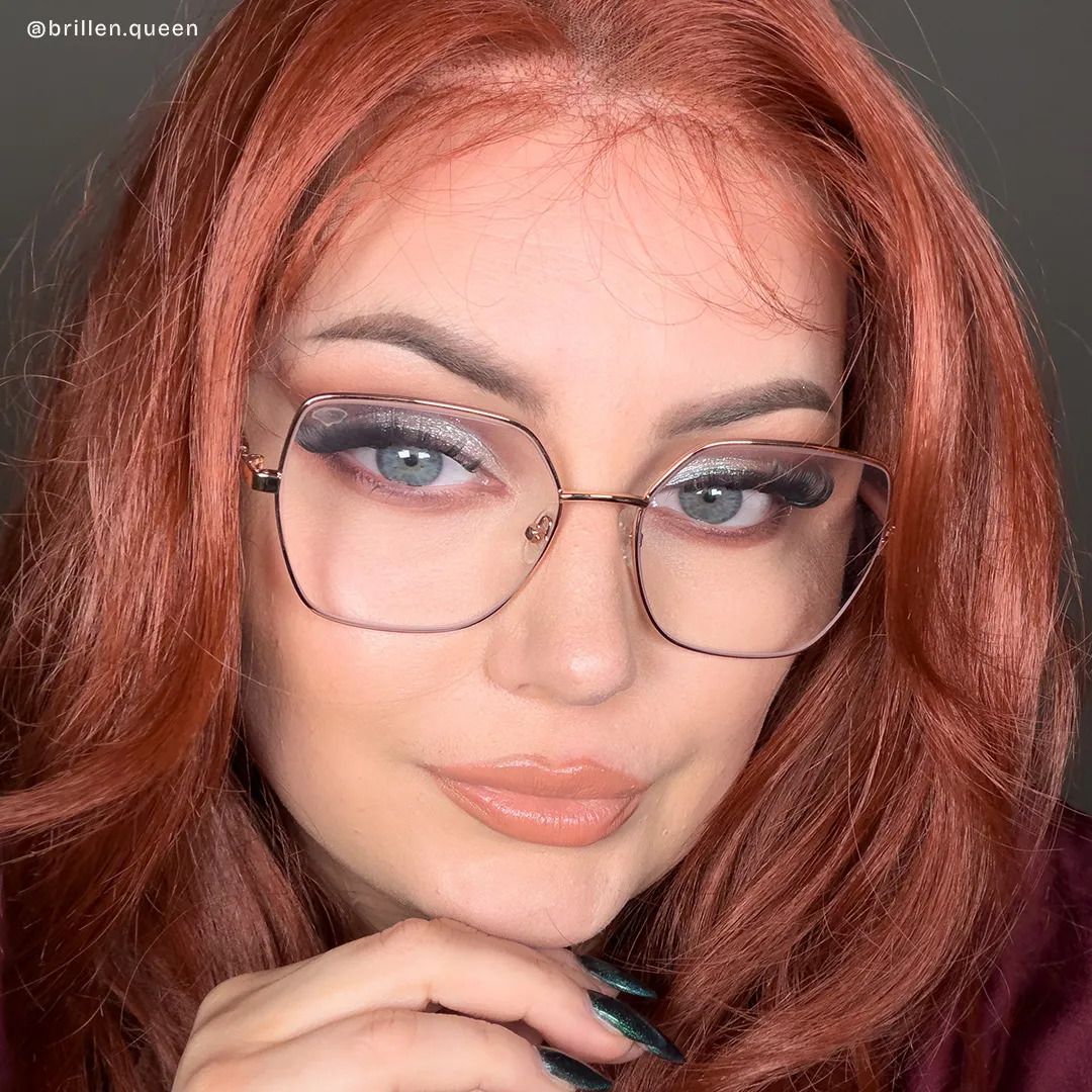Lunettes or rose pour femmes avec des branches roses transparentes7