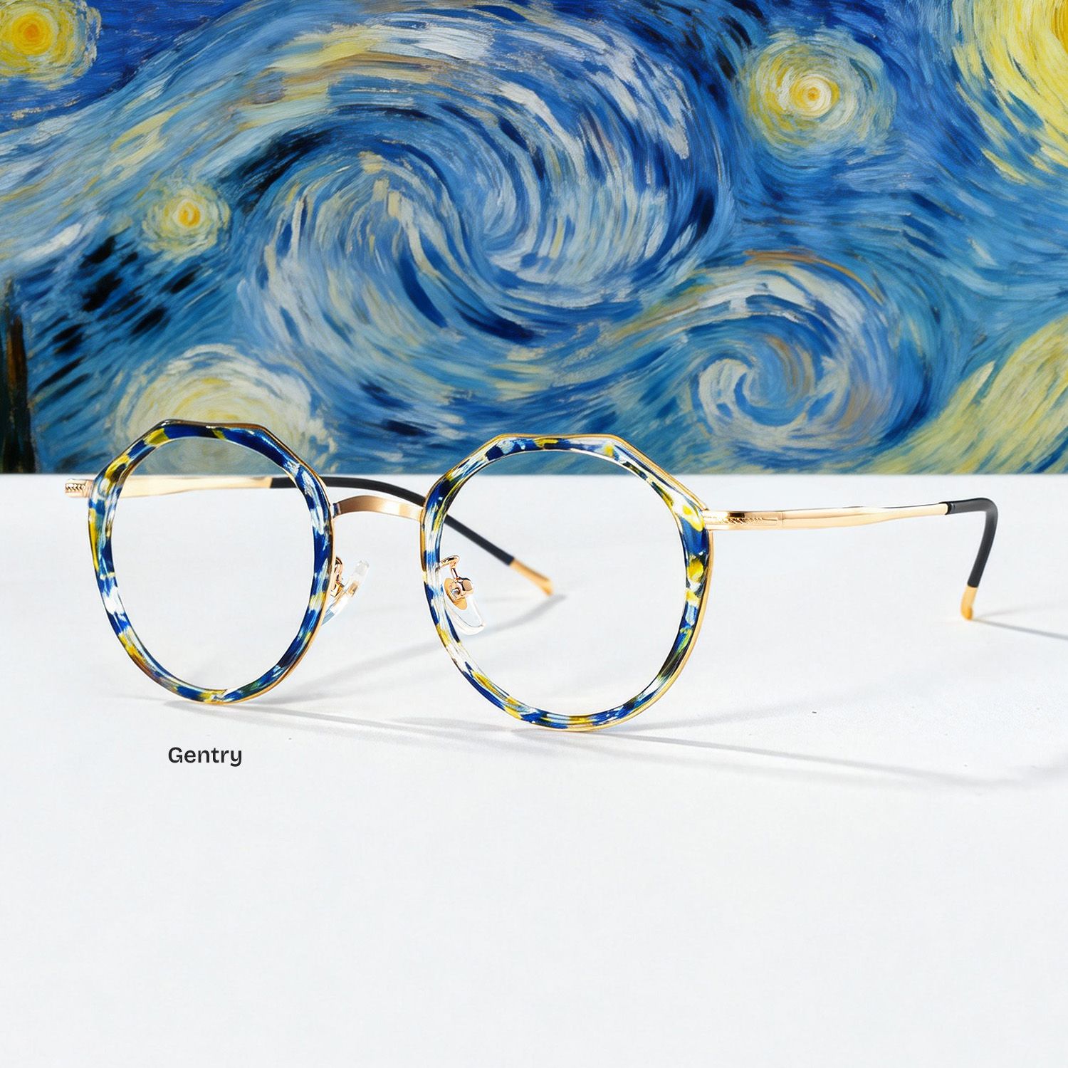 Gentry Bleue-Floral Géométrique Lunettes0