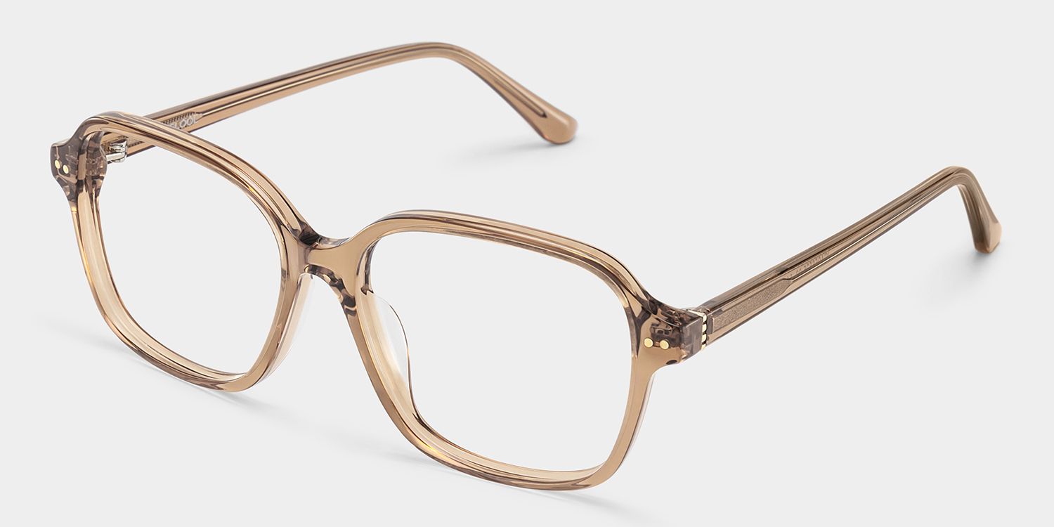 Clementine Lunettes carrées en acétate marron clair2
