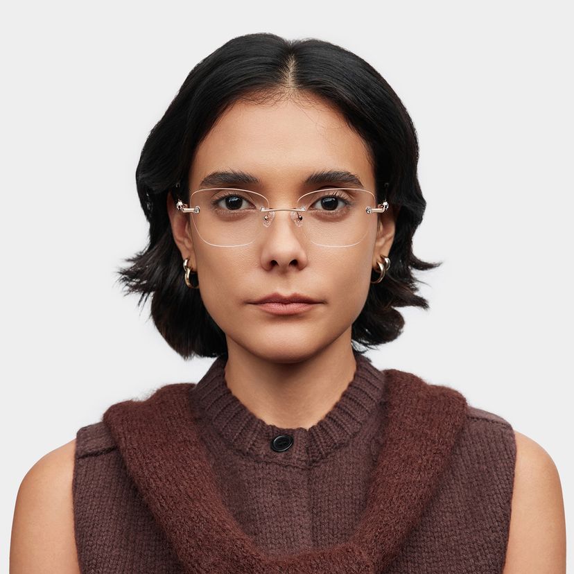 Rectangulaires Métal Or Rose Lunettes