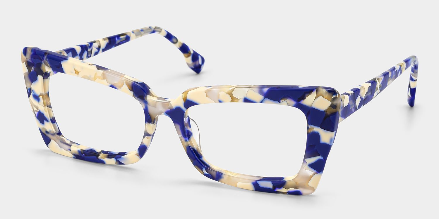 Newell Rectangulaires Acétate Blue-Floral Lunettes3