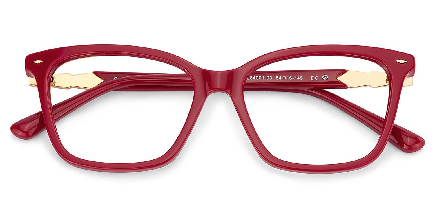 Theo Rectangulaire Rouge Lunettes