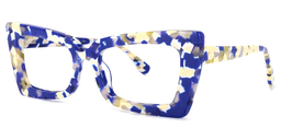 Rectangulaires Acétate Blue-Floral Lunettes2