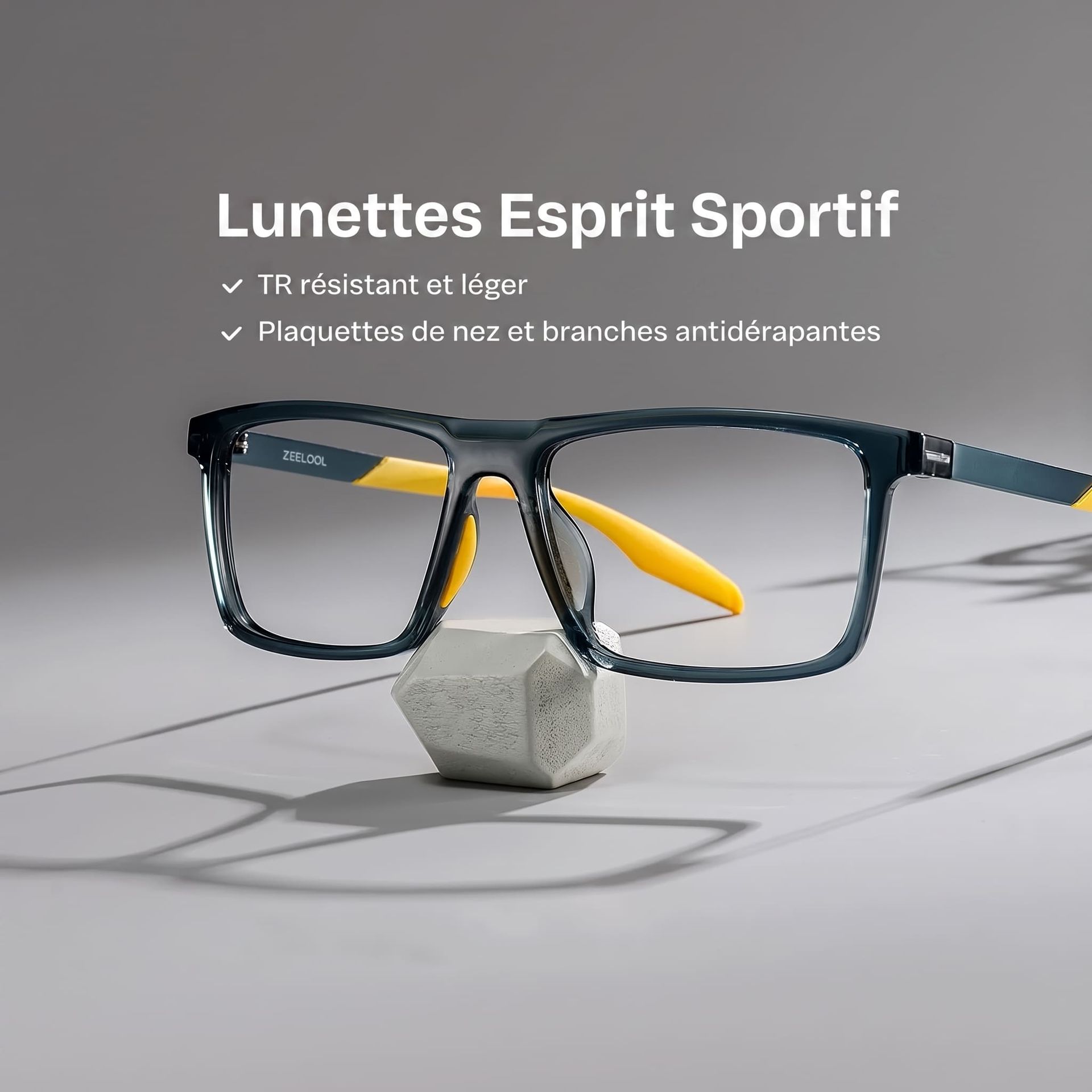 Lunettes Active à monture bleue et jaune avec monture rectangulaire en ligne | ZEELOOL0
