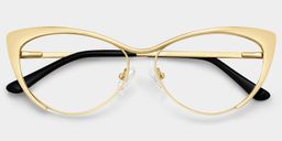 Cat eye Doré Métal Lunettes2