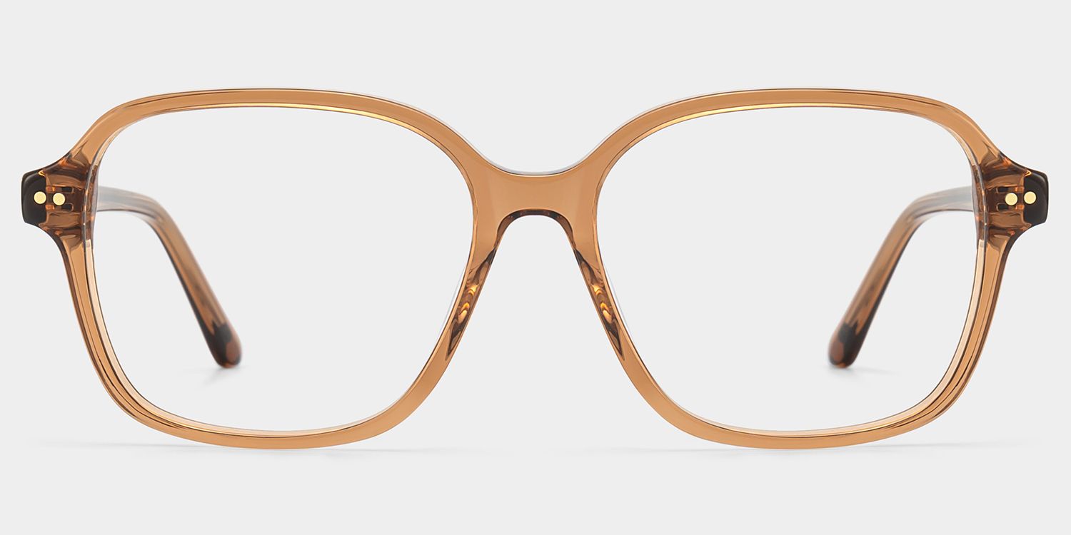Clementine Lunettes carrées en acétate marron transparent1