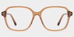 Lunettes carrées en acétate marron transparent1