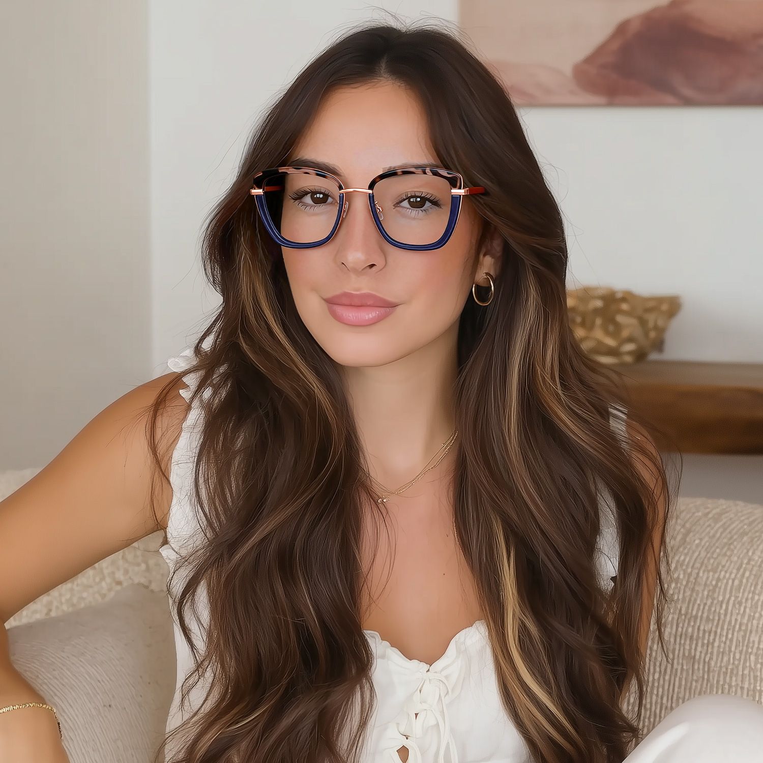 Adriana Bleu Rectangle Lunettes7