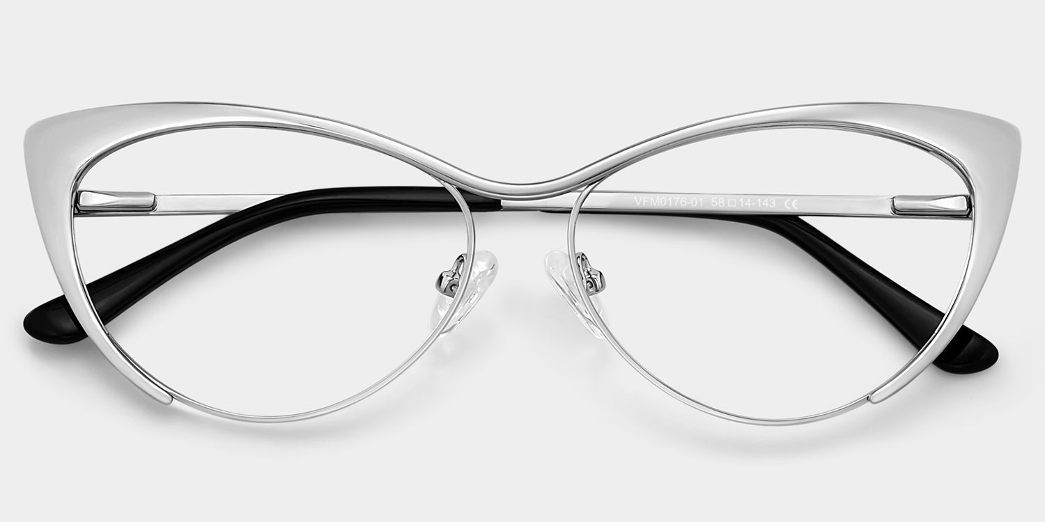 Ellen Cat Eye Métal Argenté Lunettes1