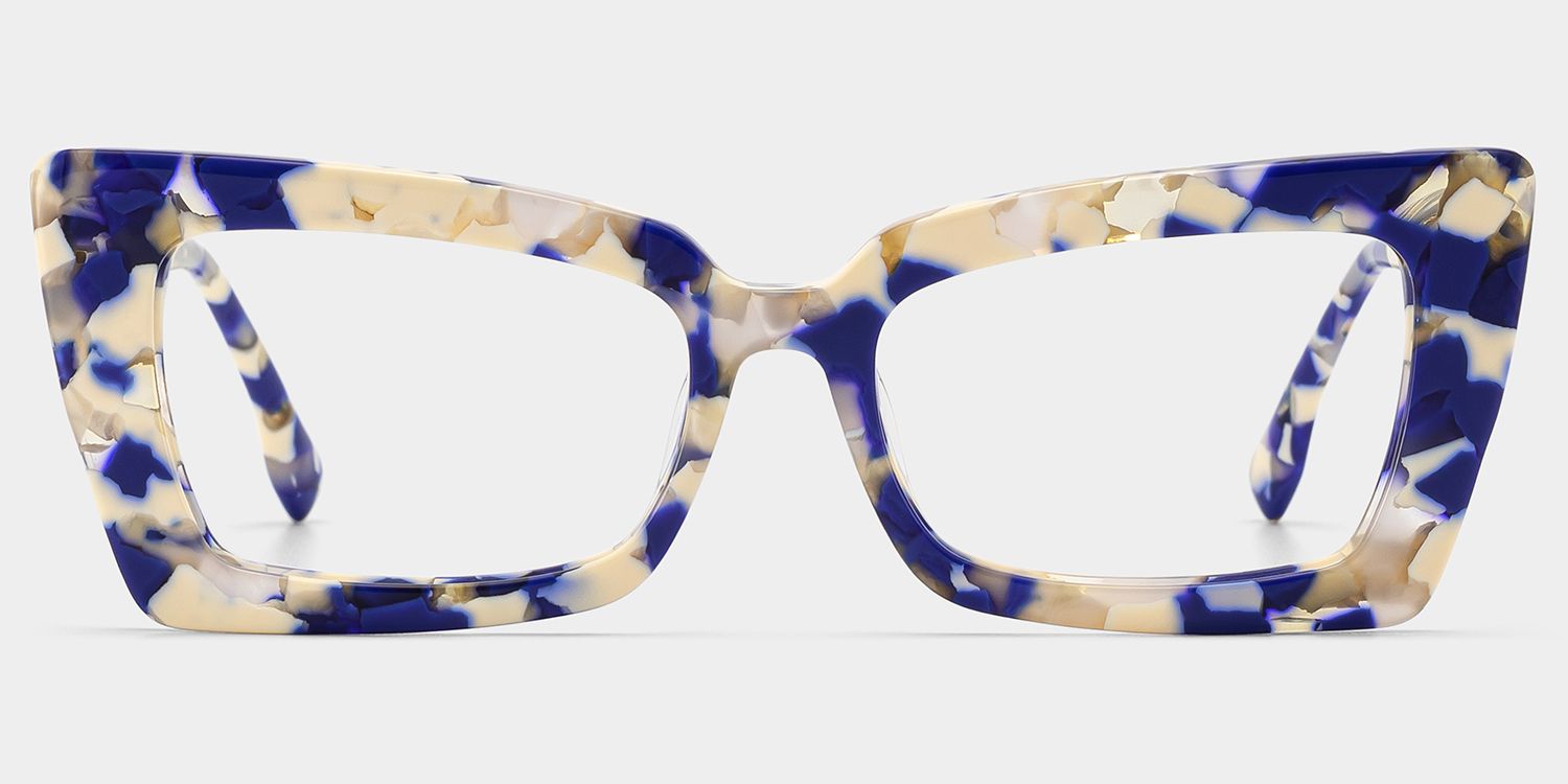 Newell Rectangulaires Acétate Blue-Floral Lunettes1
