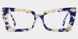 Rectangulaires Acétate Blue-Floral Lunettes1
